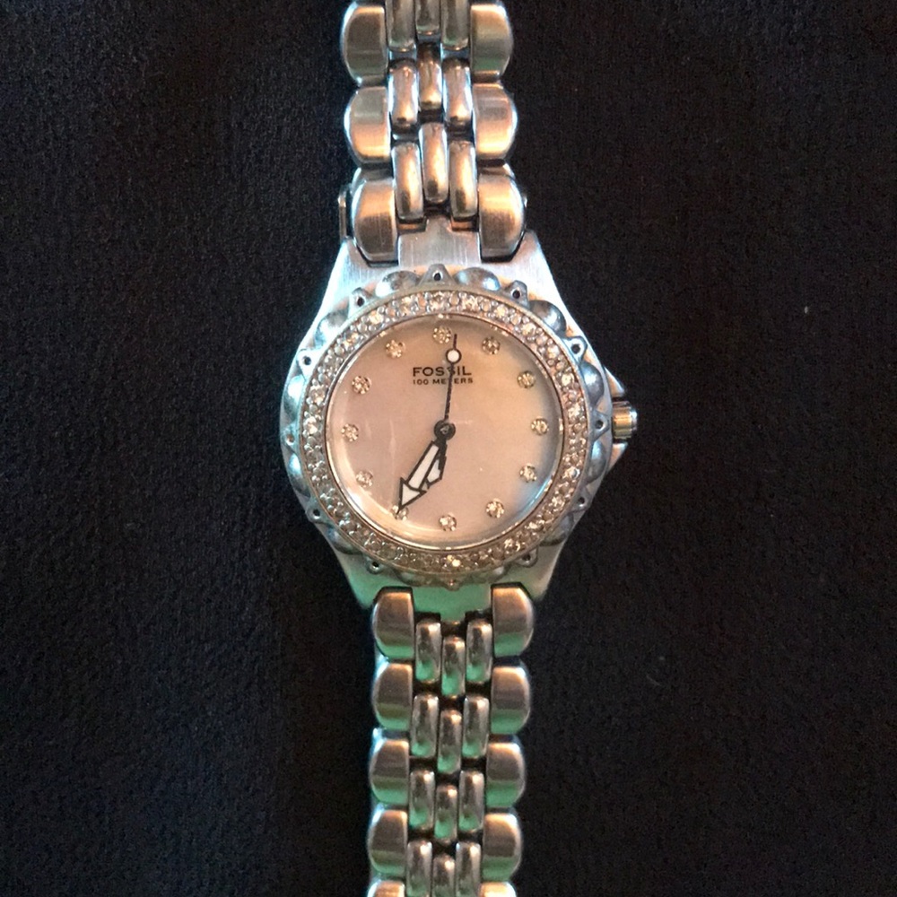 Silver Fossil Watch